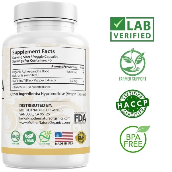 Organic Ashwagandha Capsules Mother Nature Organics