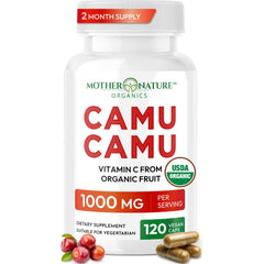 Organic camu camu capsules bottle — Mother Nature Organics