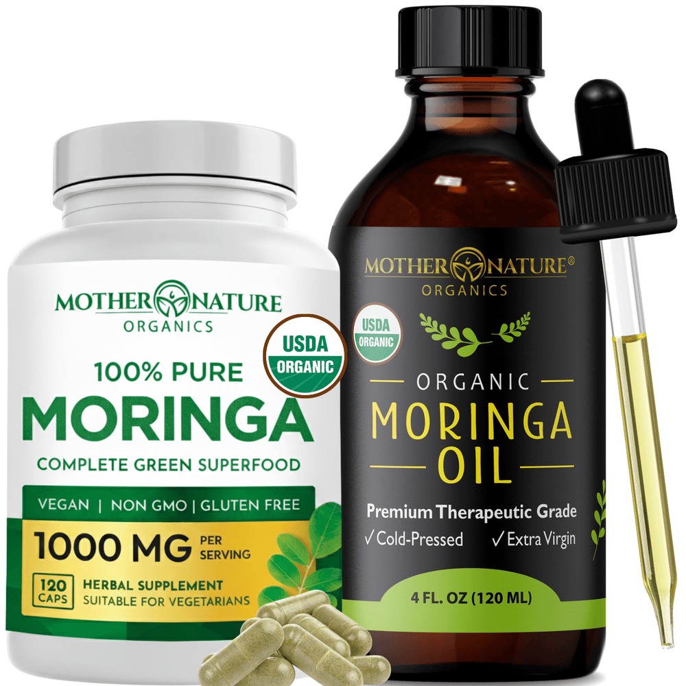 Moringa Complete Nutrition and Care Set capsules plus oil — Mother Nature Organics