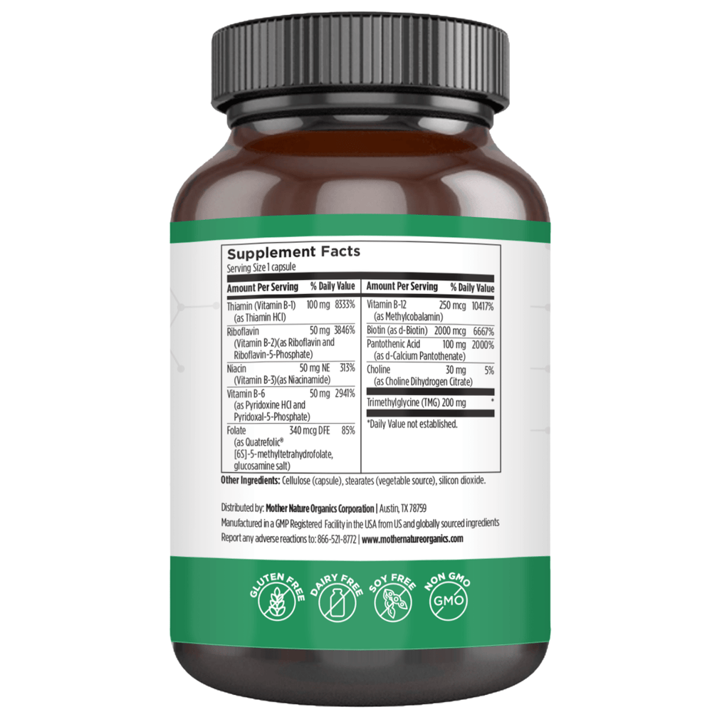 B-Complex High Potency with Quatrefolic methylated B vitamins — Mother Nature Organics