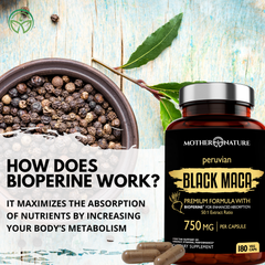 Organic Black Maca Root 750mg | 50:1 Extract