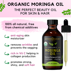 Organic Moringa Oil for Glow, Hydration & Frizz Control