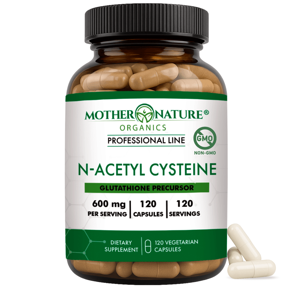 NAC Capsules N-Acetyl Cysteine bottle — Mother Nature Organics