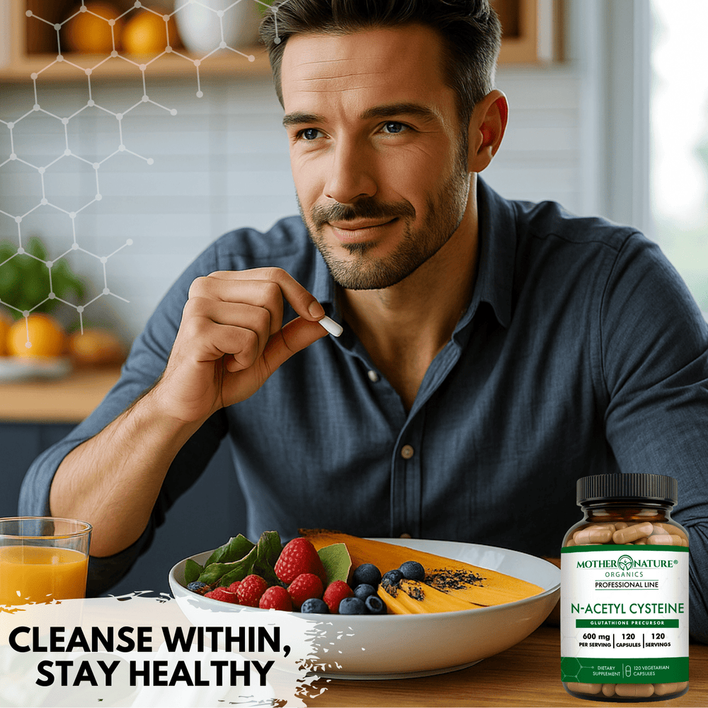 NAC Capsules N-Acetyl Cysteine bottle — Mother Nature Organics