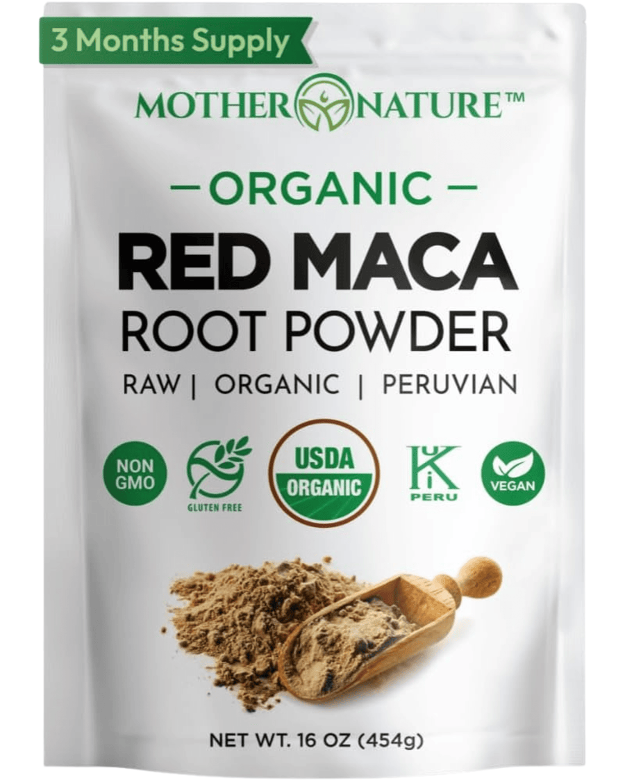 Mother Nature Organics Organic Red Maca Powder, 16 oz resealable bag, USDA Organic, raw and Peruvian