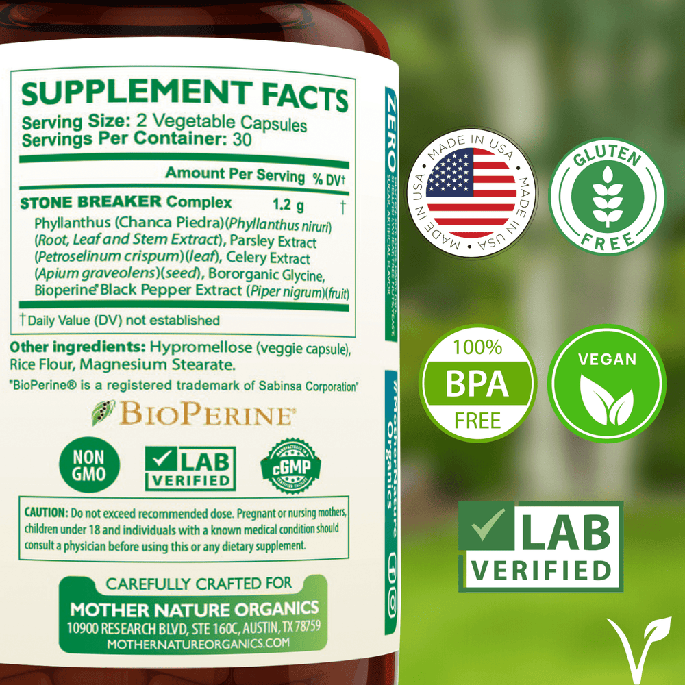 Stone Breaker Capsules Supplement Facts — 1.2 g complex per 2 vegetable capsules