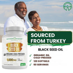 Couple at the beach with Mother Nature Organics Black Seed Oil Softgels 1000 mg, sourced from Turkey, 120 softgels
