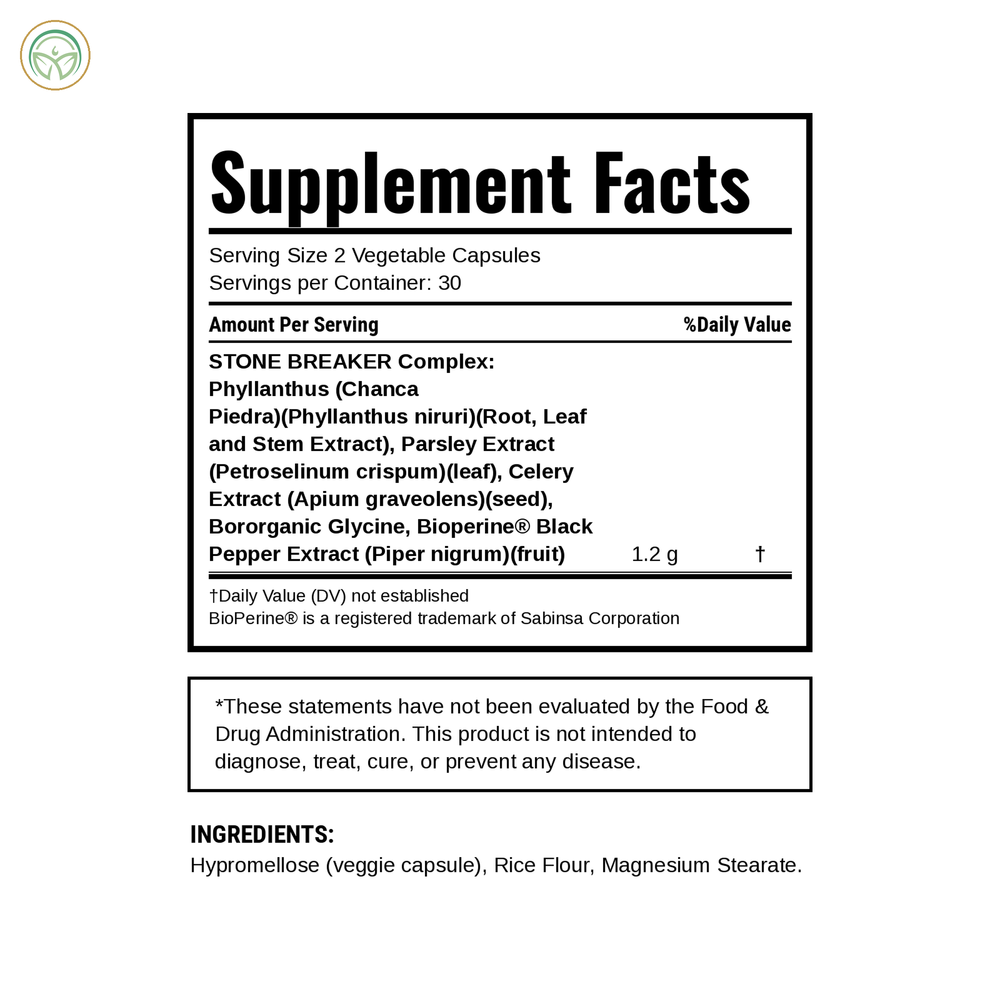 Supplement Facts panel for Mother Nature Organics Chanca Piedra Capsules
