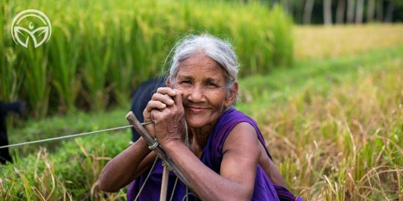 Our farmers, A Lady setting in farm