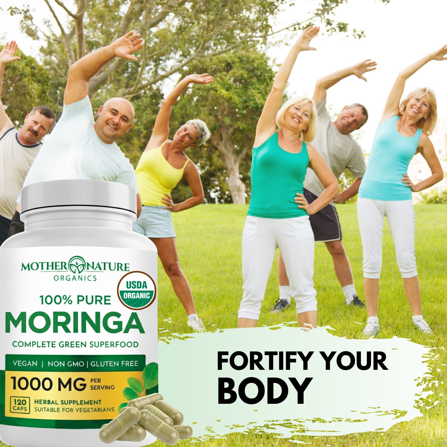Organic moringa capsules ingredients view | Mother Nature Organics