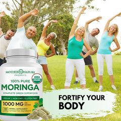 Organic moringa capsules ingredients view | Mother Nature Organics
