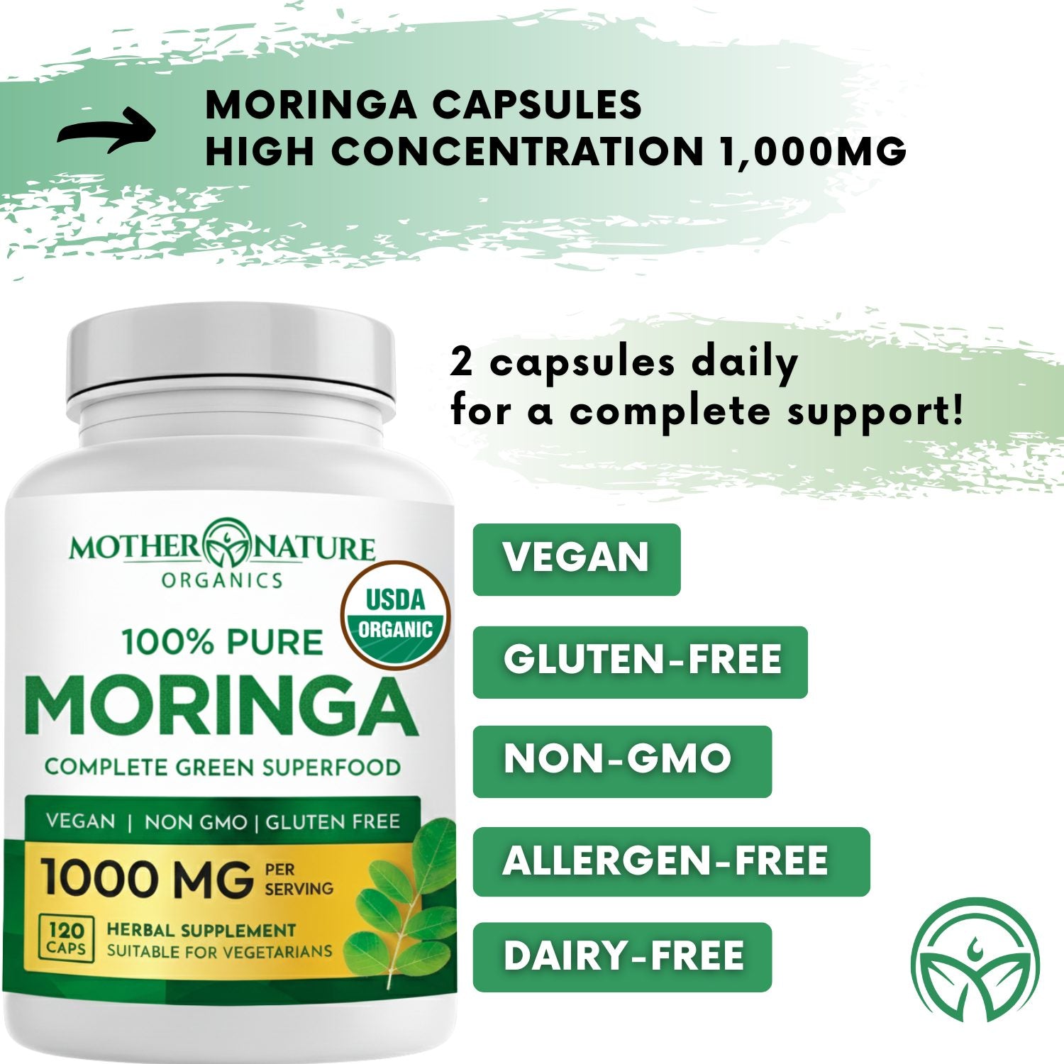 Organic moringa capsules supplement | Mother Nature Organics