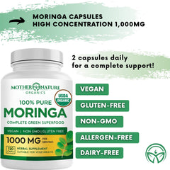 Organic moringa capsules supplement | Mother Nature Organics