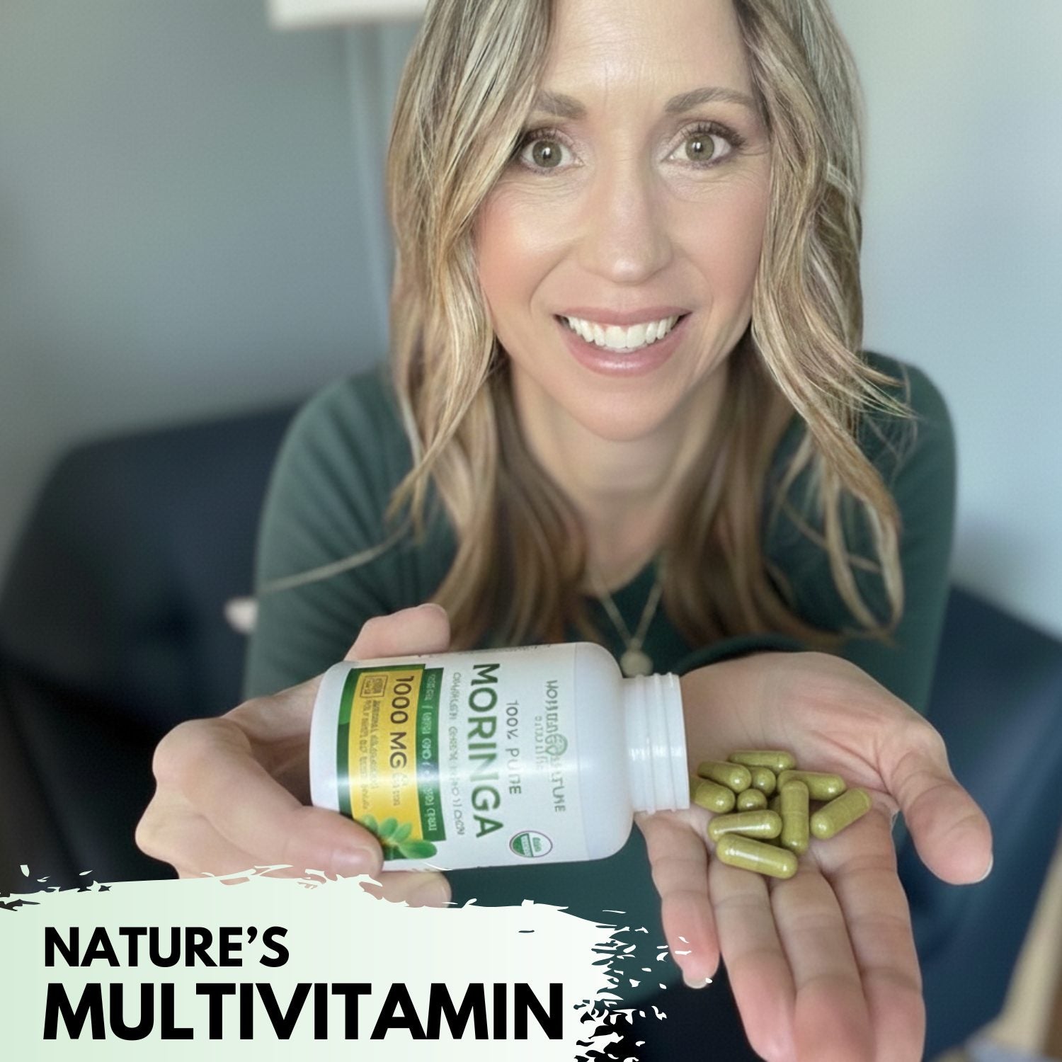 Organic moringa capsules bottle | Mother Nature Organics