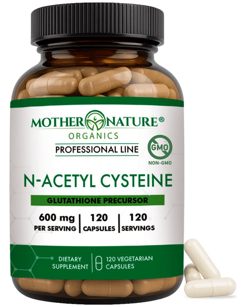 NAC Capsules N-Acetyl Cysteine bottle — Mother Nature Organics