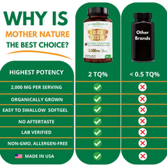 Organic Black Seed Oil Capsules 2000mg comparison — why Mother Nature Organics softgels