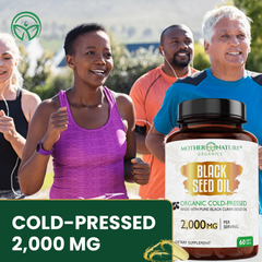 Group walking outdoors with Mother Nature Organics Black Seed Oil Capsules 2000 mg, cold-pressed