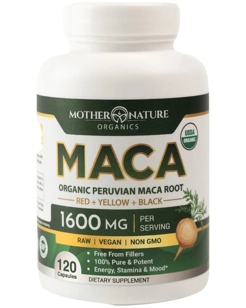 Mother Nature Organics Organic Maca Root Capsules, 120 count bottle