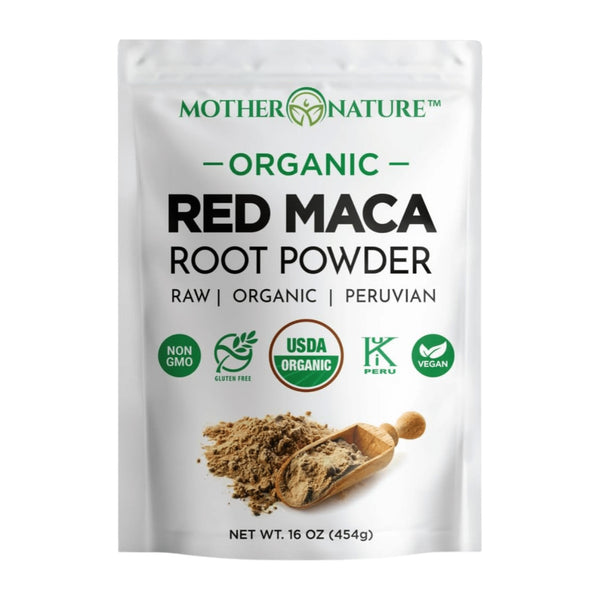 Mother Nature Organics Organic Red Maca Root Powder, raw Peruvian maca, 16 oz bag