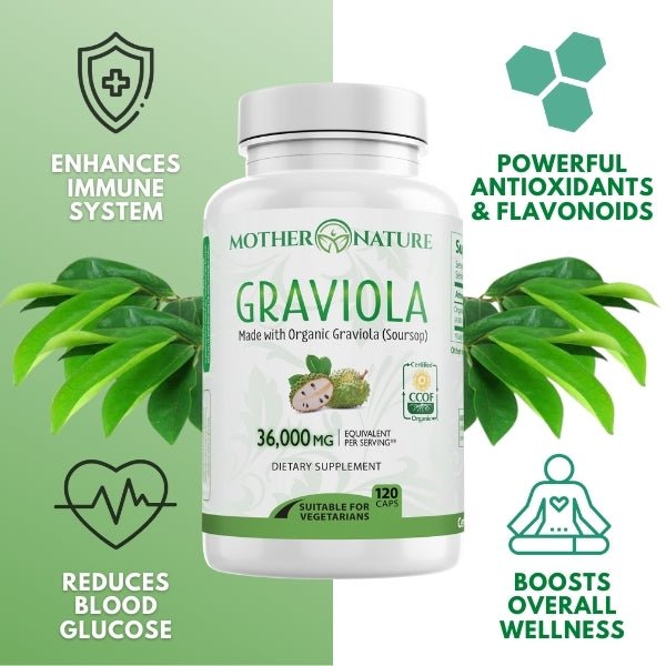 Pure Graviola Capsules Graviola Supplement Mother Nature Organics
